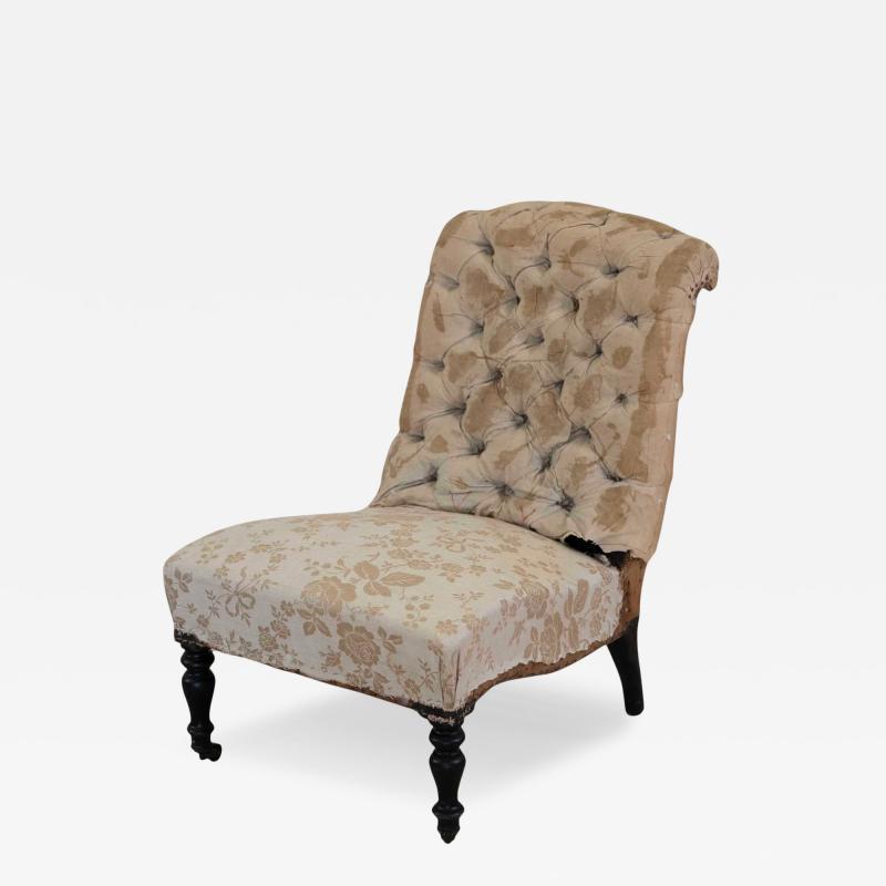 19th Century French Slipper Chair Ready to Upholster