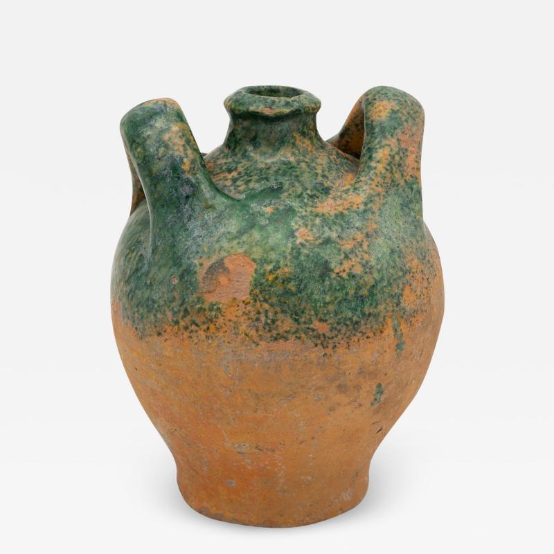 19th Century French Terracotta and Green Glazed Confit Pot