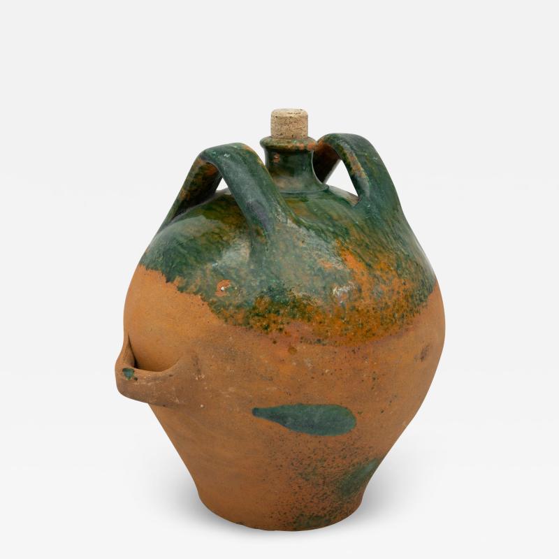 19th Century French Terracotta and Green Glazed Confit Pot