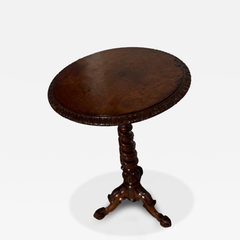 19th Century French Twist Carved with Burl top Pedestal Table
