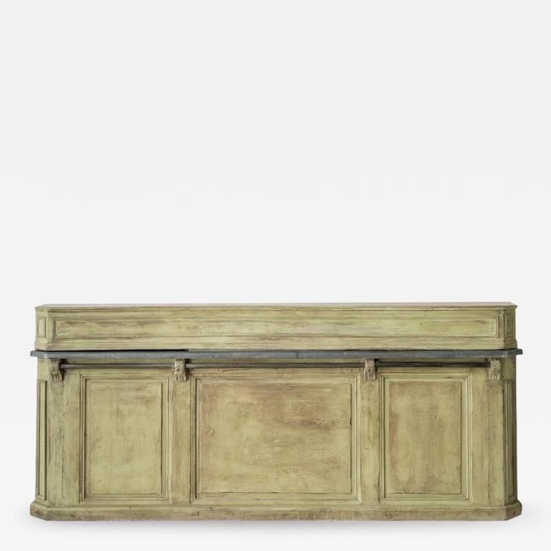 19th Century French Two Part Painted Dry Bar With Zinc Top