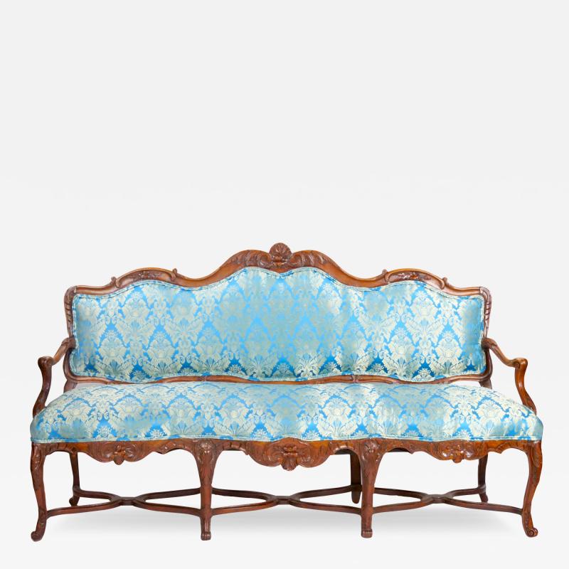 19th Century French Walnut Upholstered Three Seat Settee