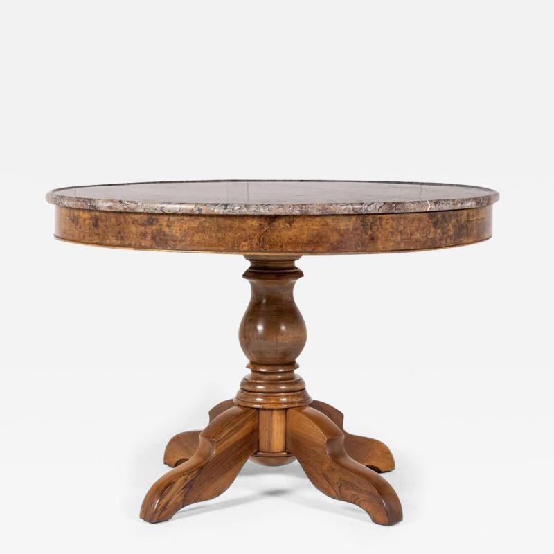 19th Century French Walnut and Burr Walnut Gu ridon