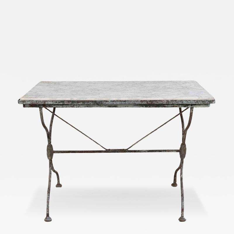 19th Century French Wrought Iron Table with Marble Top Signed Emile Paul
