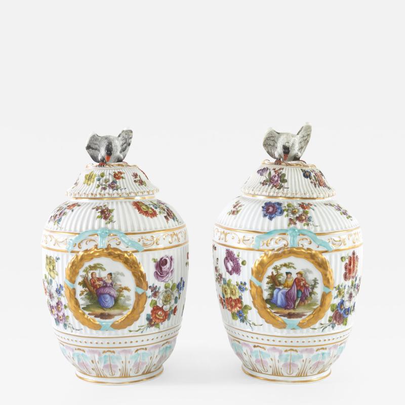 19th Century German Pair Gilt Painted Urns