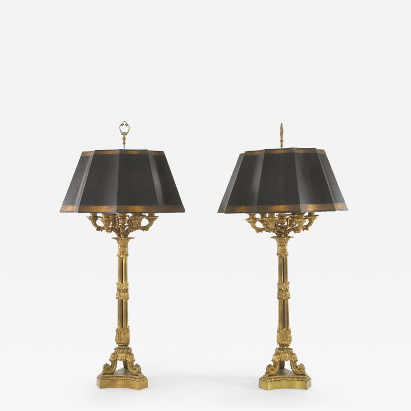 19th Century Gilt Bronze Table Lamps a Pair