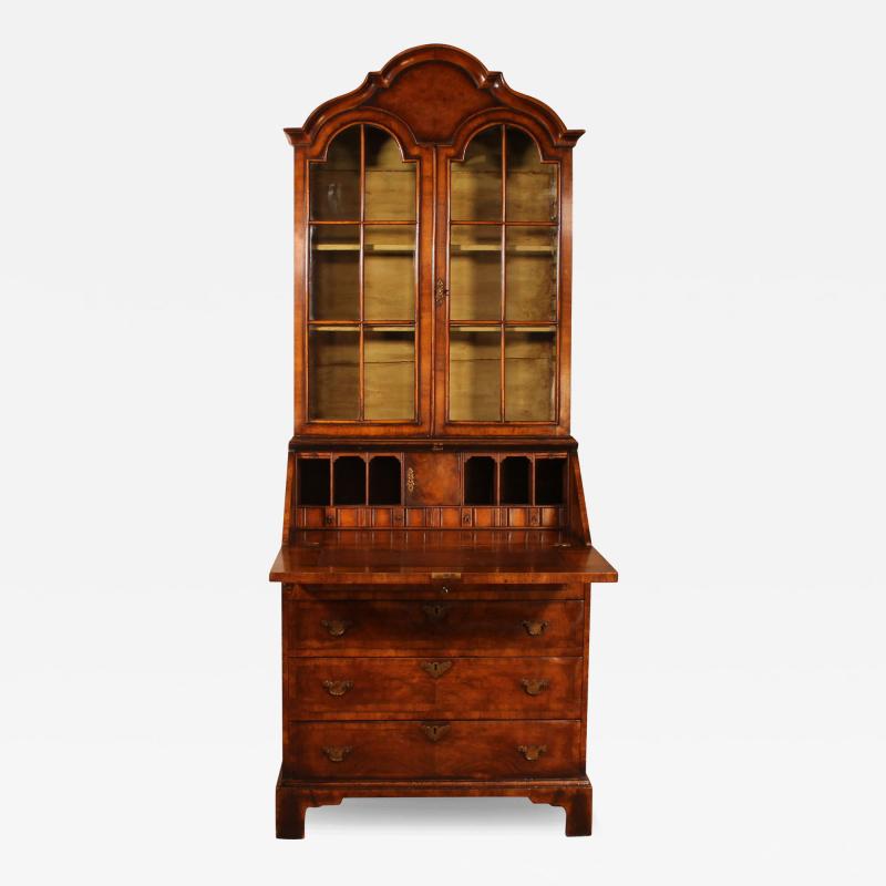 19th Century Glazed Secretaire Bookcase In Walnut England