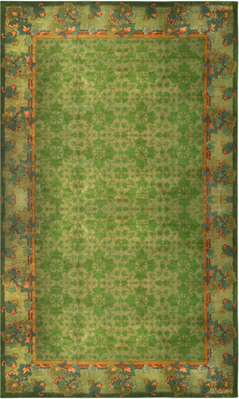 19th Century Irish Donegal Green Handmade Wool Rug