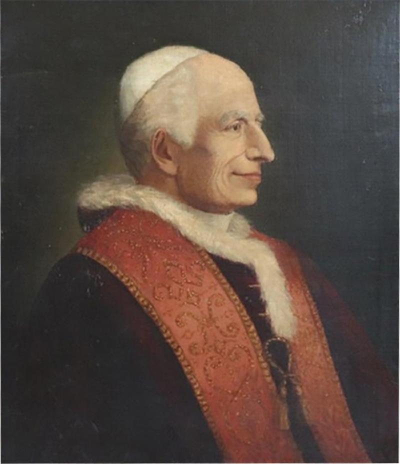 19th Century Italian Antique Oil Painting on Canvas Portrait of Pope Pio IX