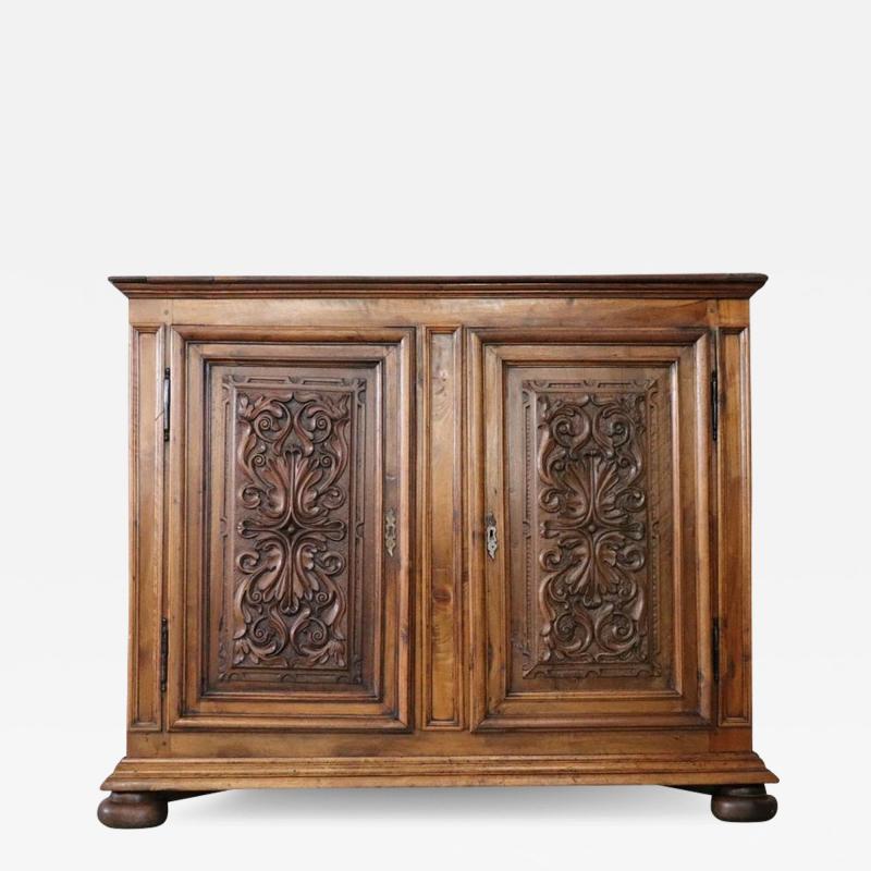 19th Century Italian Antique Sideboard or Buffet in Solid Carved Walnut