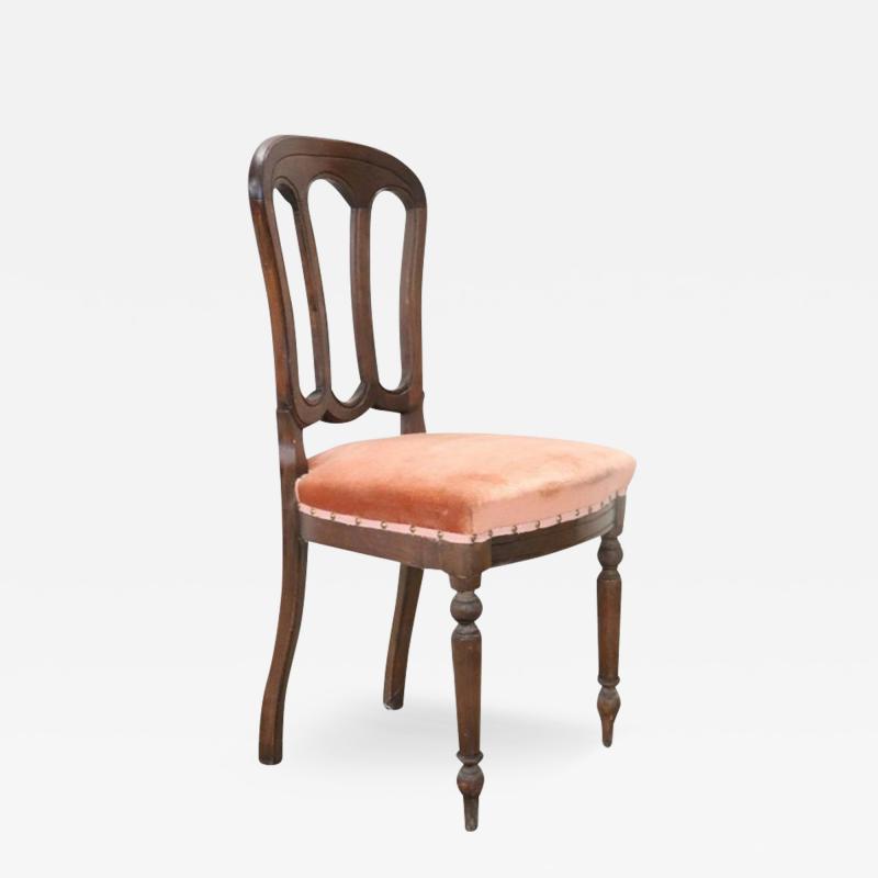 19th Century Italian Antique Single Chair with Velvet Seat