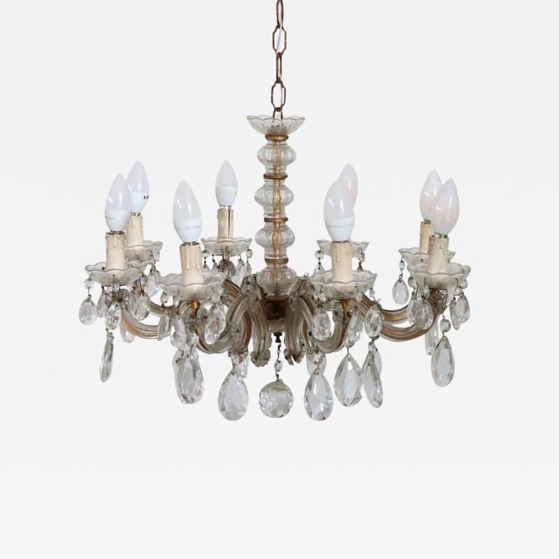 19th Century Italian Bronze and Crystals Chandelier