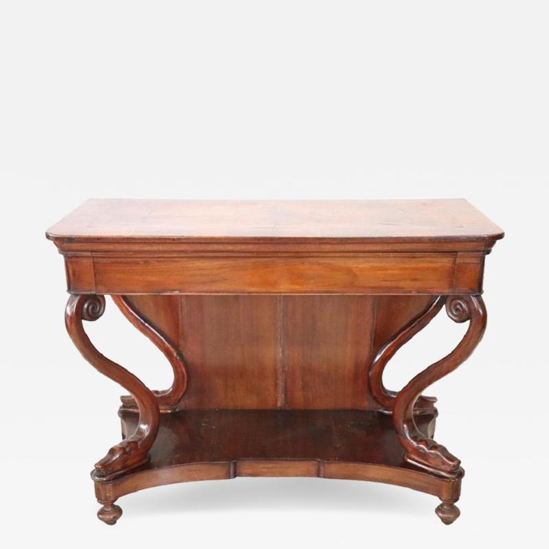 19th Century Italian Carved Walnut Charle X Antique Console Table