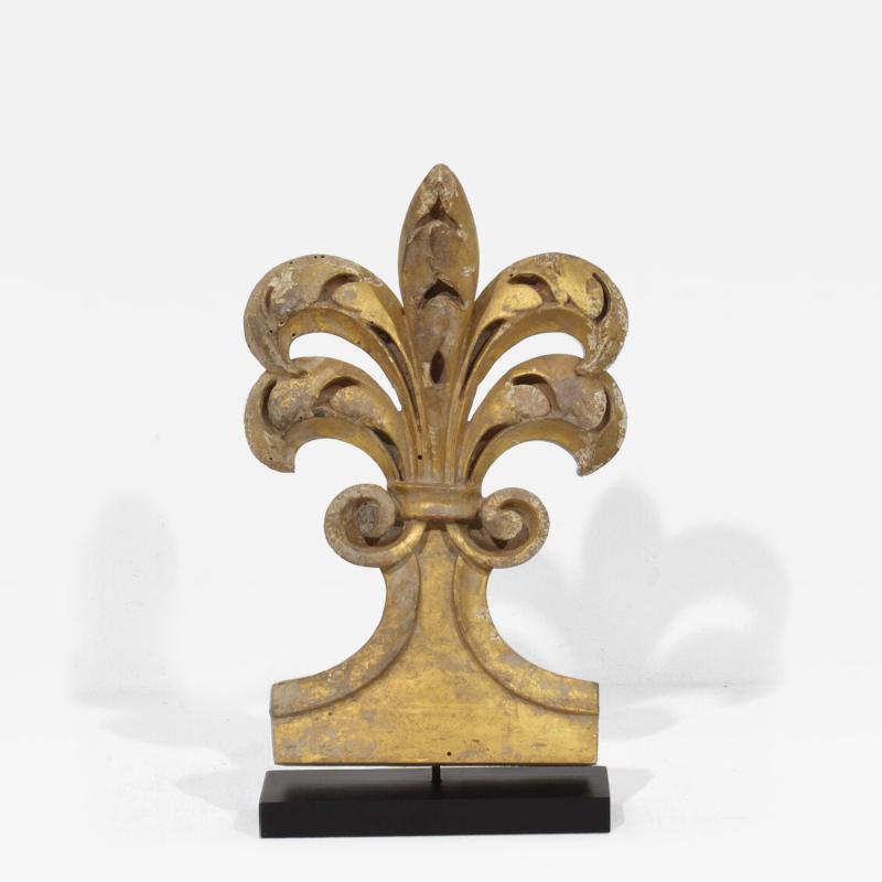 19th Century Italian Hand Carved Giltwood Gothic Style Ornament Fragment
