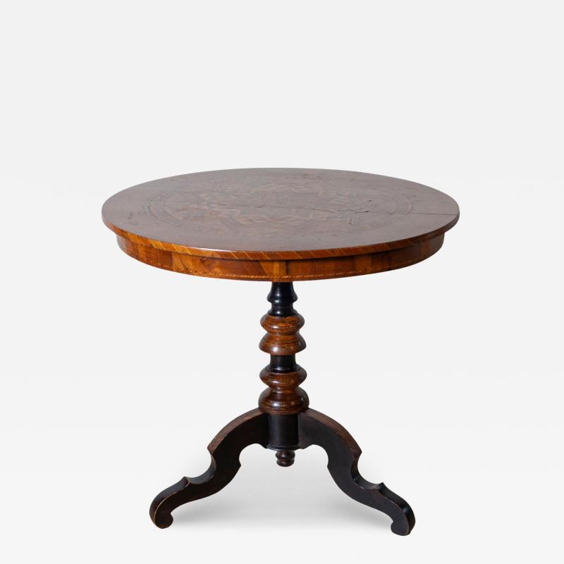 19th Century Italian Inlaid Walnut Center Table from Rolo