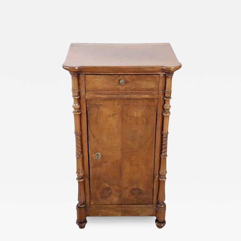 19th Century Italian Louis Philippe Antique Nightstand in Solid Walnut