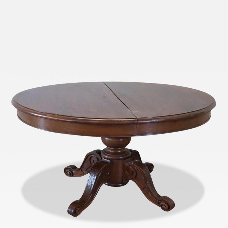 19th Century Italian Louis Philippe Solid Walnut Oval Extendable Dining Table