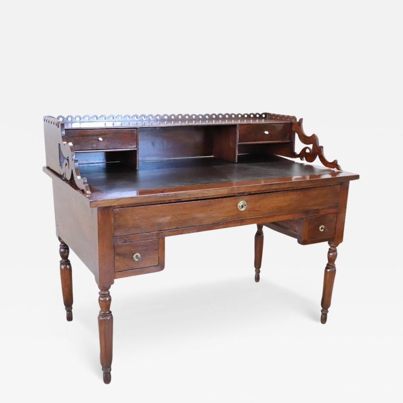 19th Century Italian Louis Philippe Walnut Wood Writing Desk