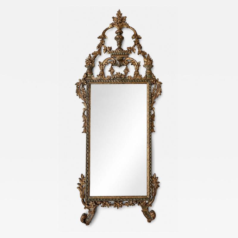 19th Century Italian Rococo Mecca Gilded Mirror Piedmont Italy