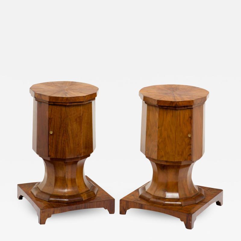 19th Century Italian Walnut Pedestal Cabinets A Pair