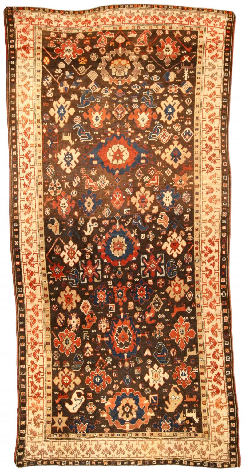 19th Century Karabagh Bold Brown Handmade Wool Runner