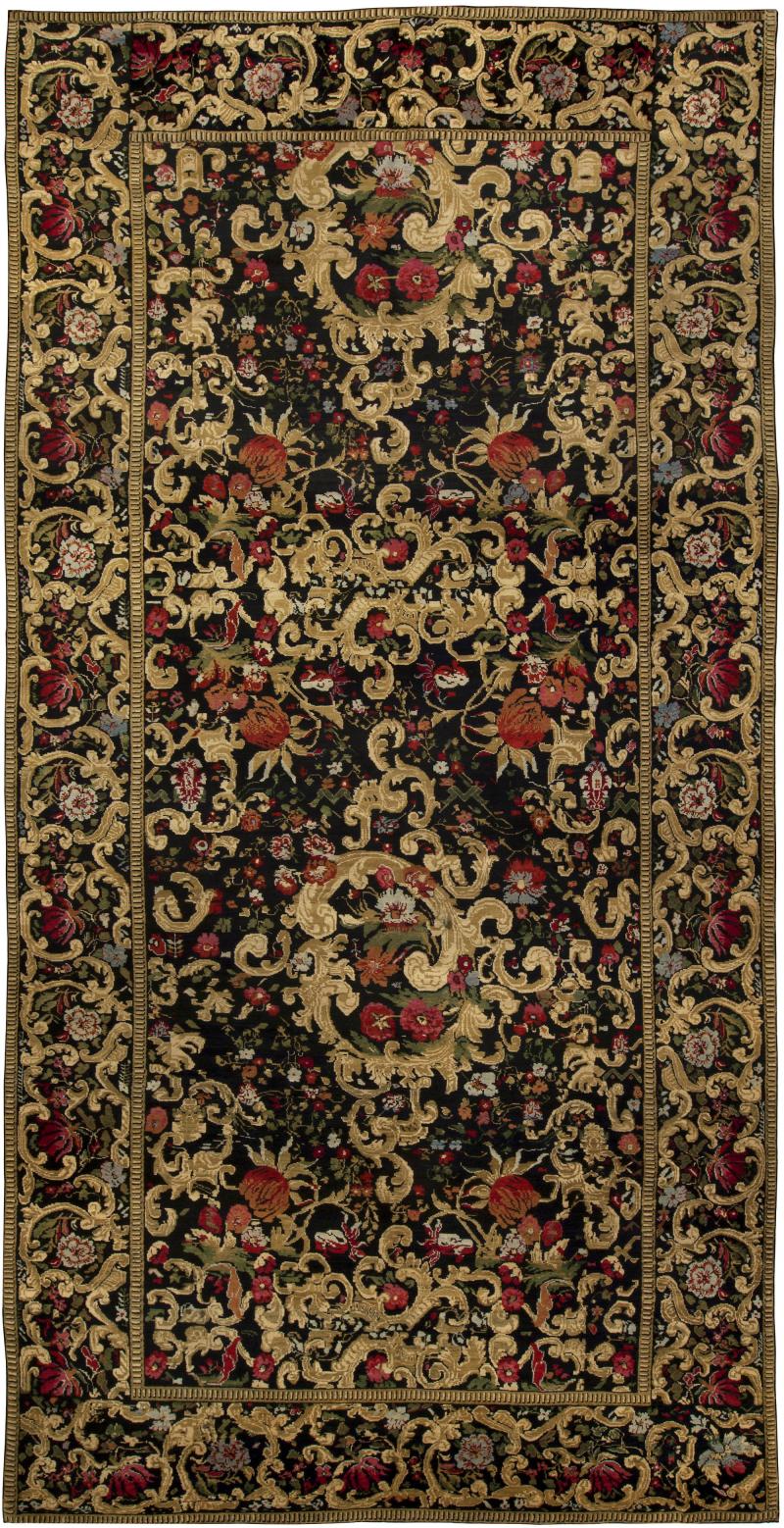 19th Century Karabagh Floral Design Handmade Wool Rug Size Adjusted 