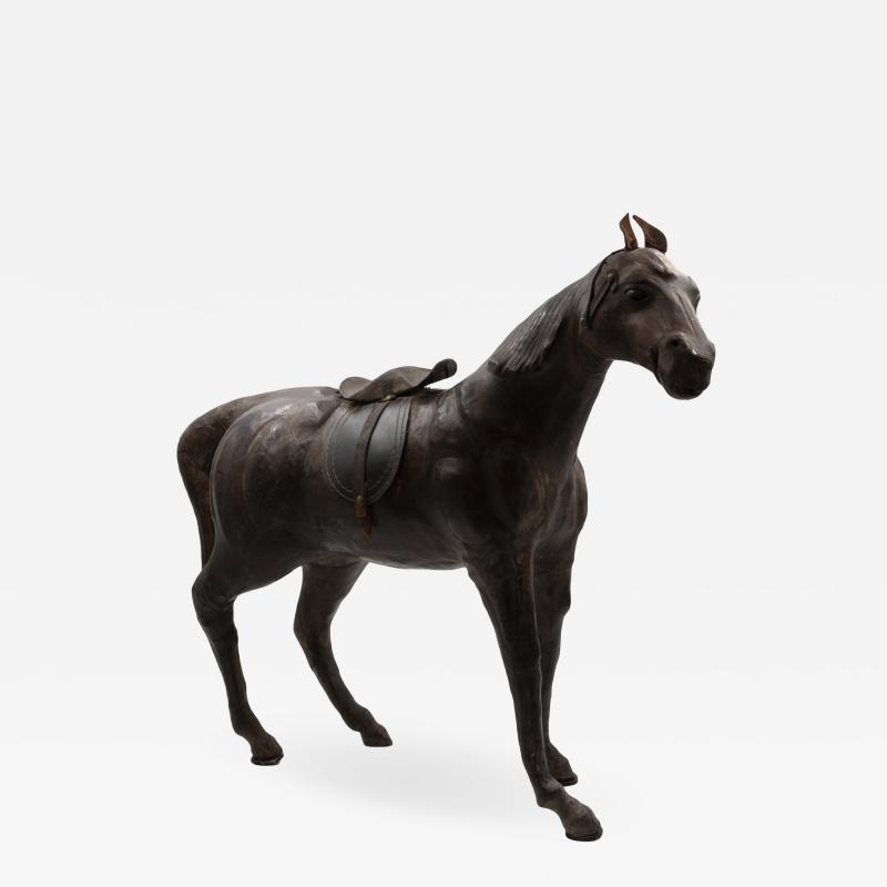 19th Century Leather Clad Model Of Horse With Glass Eyes