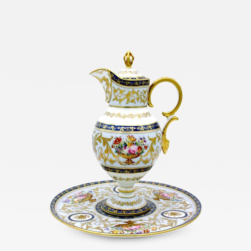 19th Century Limoges Gilt Porcelain Pitcher Set