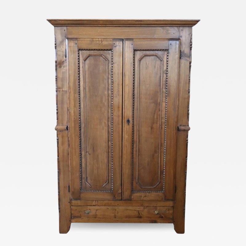 19th Century Louis Philippe Solid Poplar Wood Antique Wardrobe Armoire