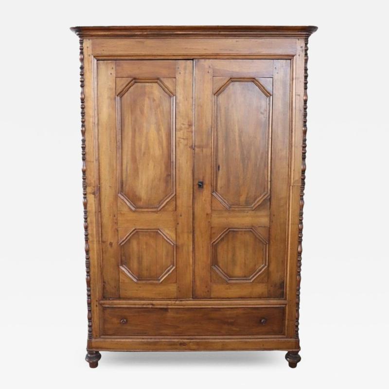 19th Century Louis Philippe Solid Poplar Wood Antique Wardrobe Armoire