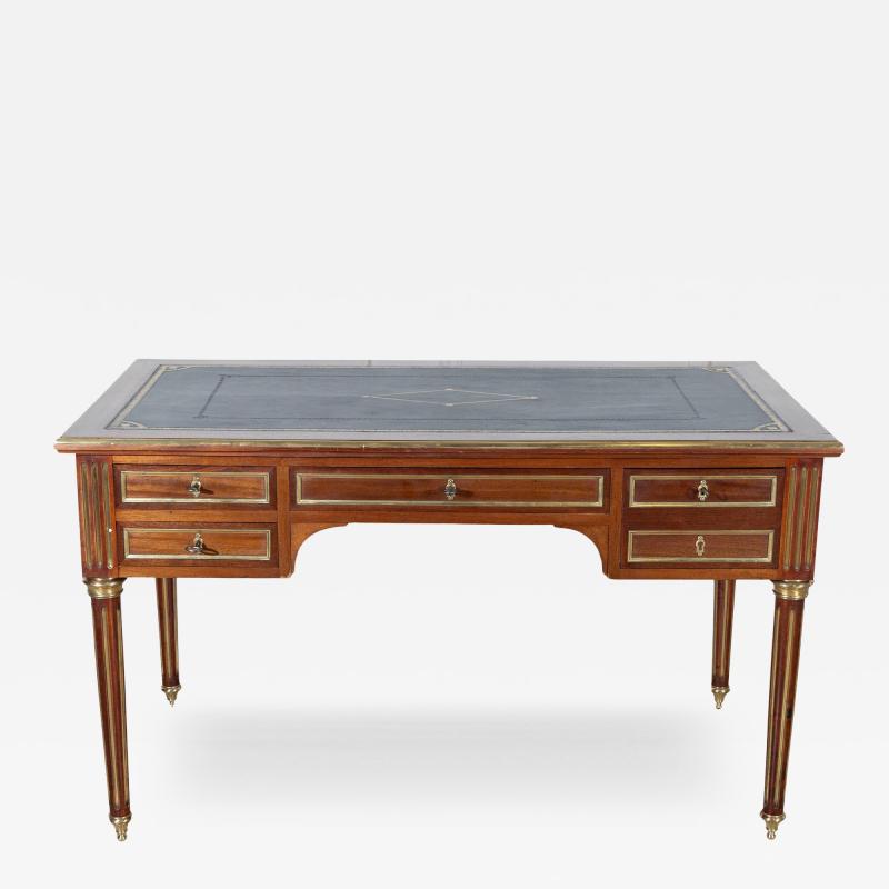 19th Century Louis XVI Style Mahogany Double Sided Desk with Leather Top