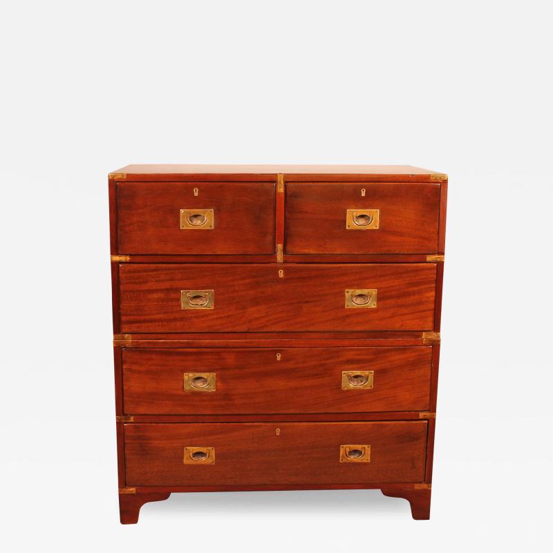 19th Century Mahogany Campaign Or Marine Chest Of Drawers