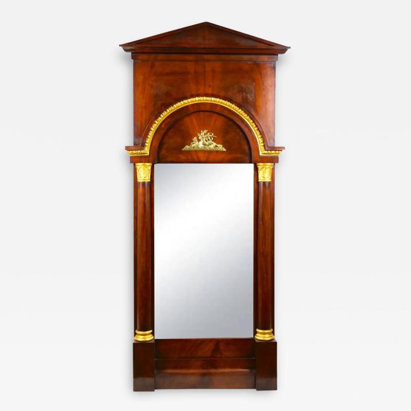 19th Century Mahogany Wood Framed Bronze Mounted Pier Mirror
