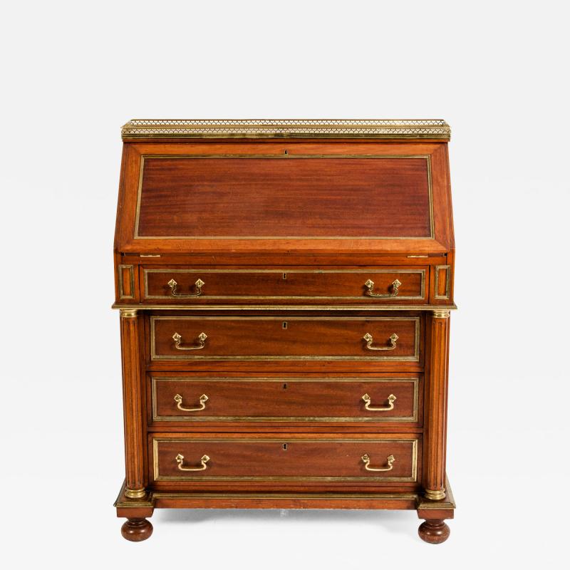 19th Century Mahogany Wood Gallery Top Drop Front Writing Desk