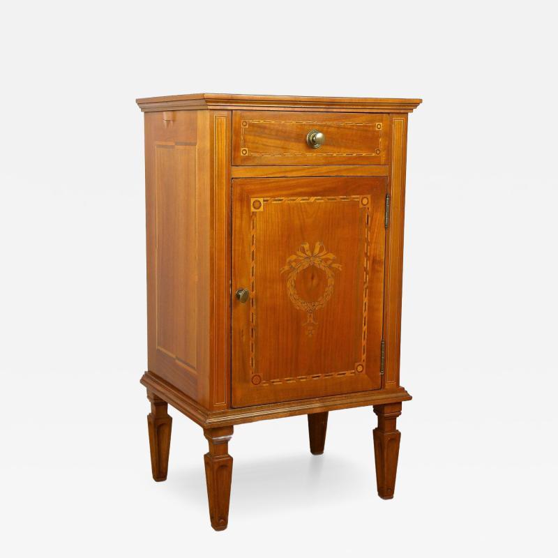 19th Century Marquetry Side Table Pillar Cabinet Cherrywood Austria ca 1800