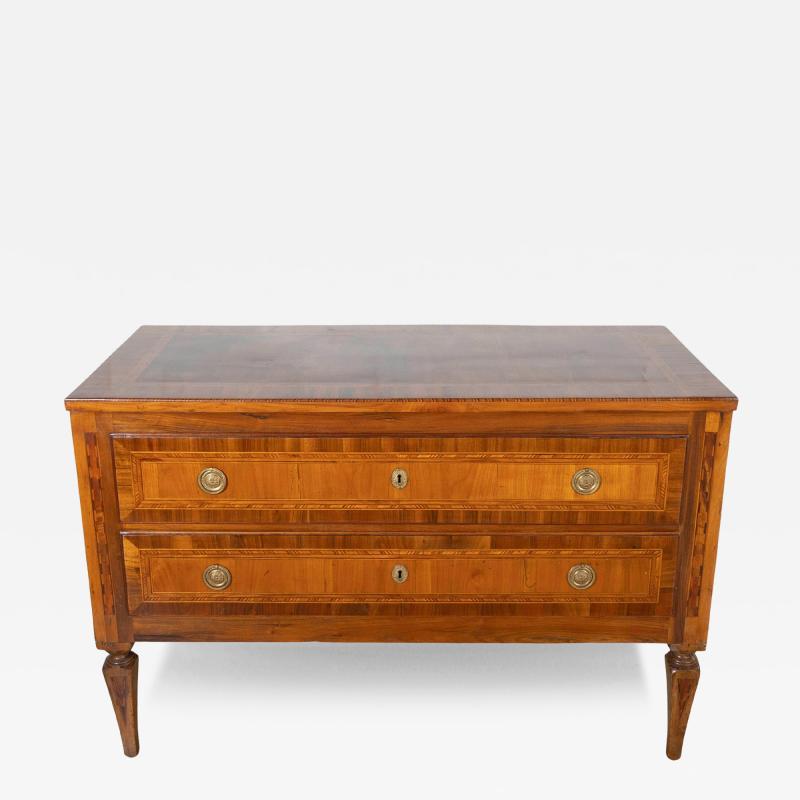 19th Century Neoclassical Inlaid Walnut and Cherry Italian Commode