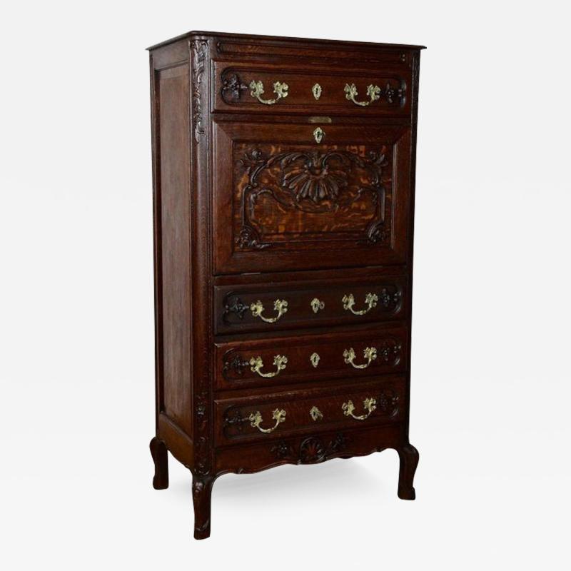 19th Century Oakwood Secretary Cabinet Baroque Revival Austria ca 1870