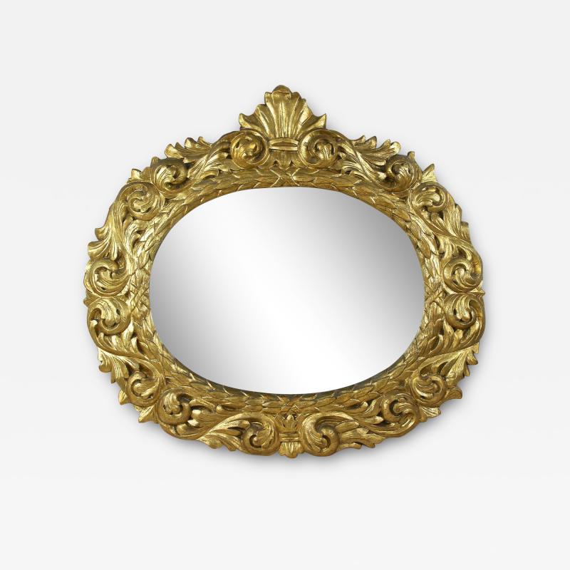 19th Century Oval Gilt Florentine Mirror Original Mirror Plate AT ca 1810