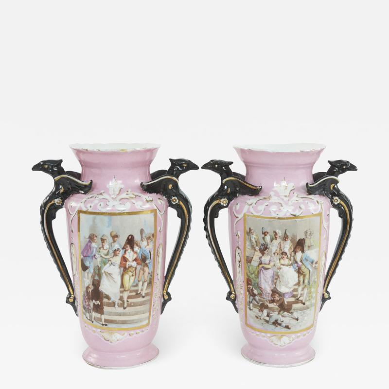 19th Century Pair Austrian Hungarian Porcelain Vase