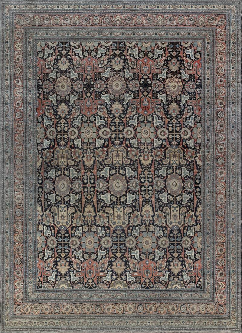 19th Century Persian Tabriz Handwoven Wool Rug