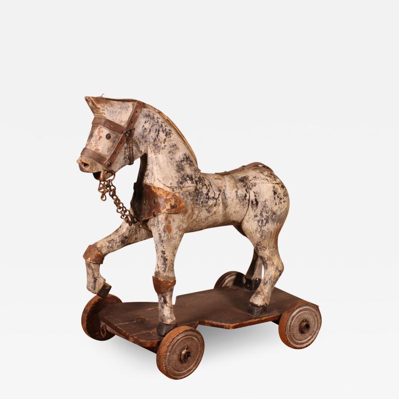 19th Century Polychrome Wooden Horse