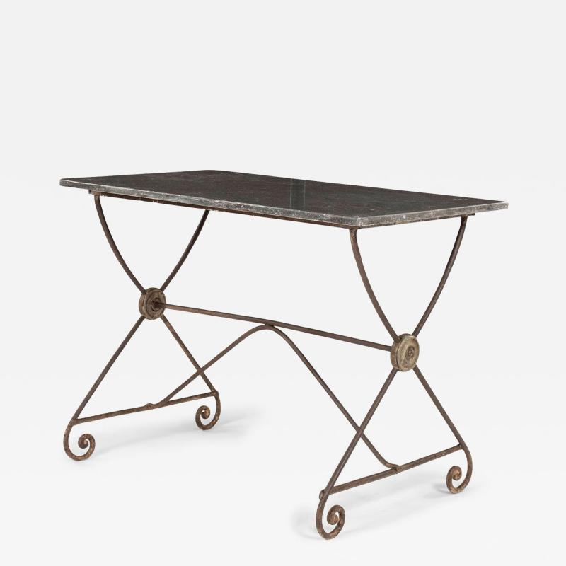 19th Century Rectangular Iron Table Base and Bluestone Top