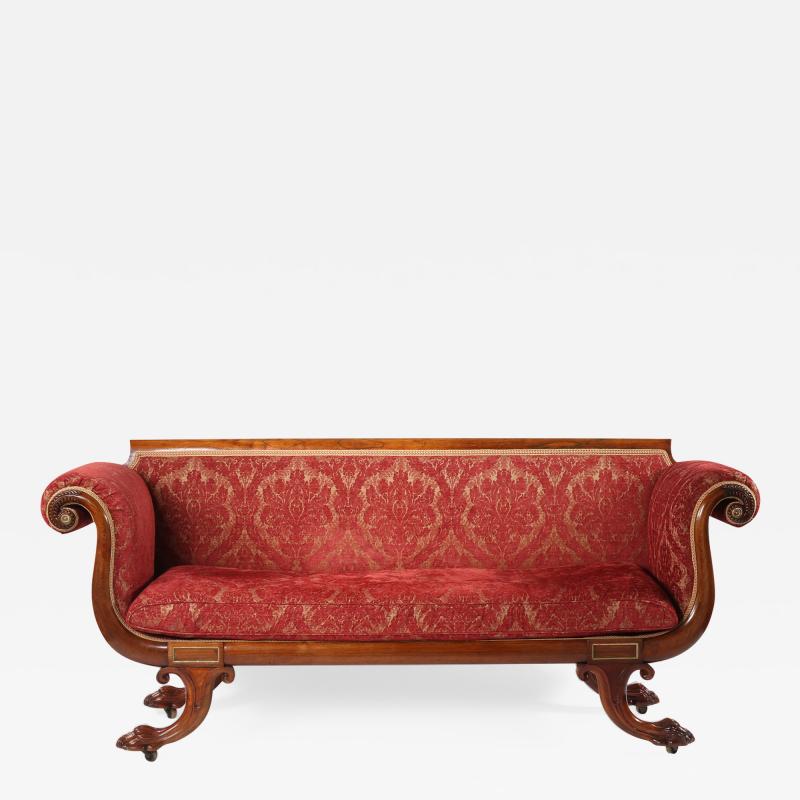19th Century Regency Gilt Brass Mounted Rosewood Sofa
