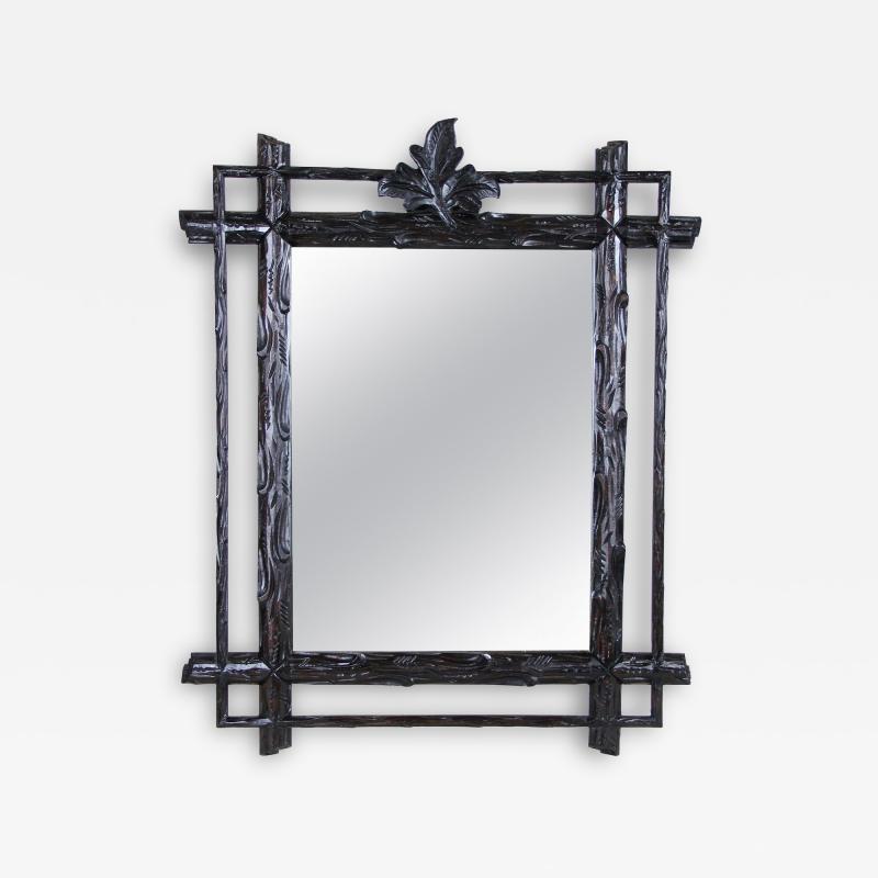 19th Century Rustic Black Forest Mirror Hand Carved Austria circa 1880