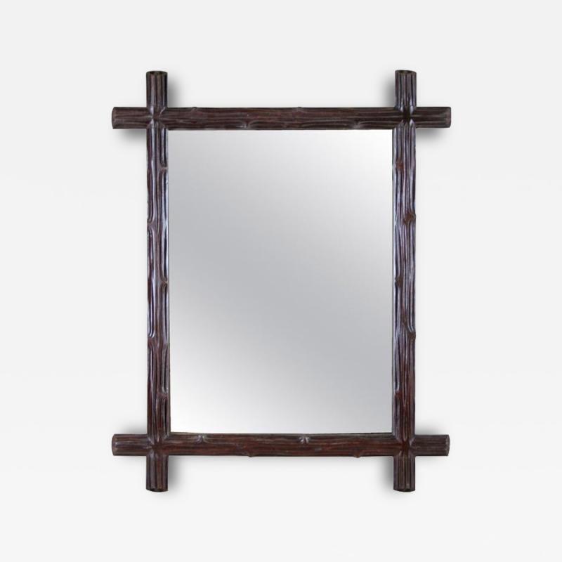 19th Century Rustic Black Forest Mirror Hand Carved Austria circa 1890