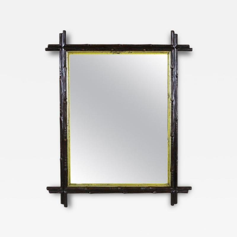 19th Century Rustic Black Forest Mirror with Gilt Inner Bars AT circa 1880