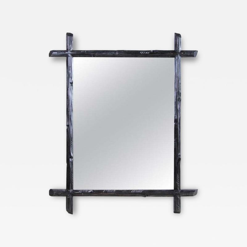 19th Century Rustic Black Forest Wall Mirror Basswood Austria circa 1880