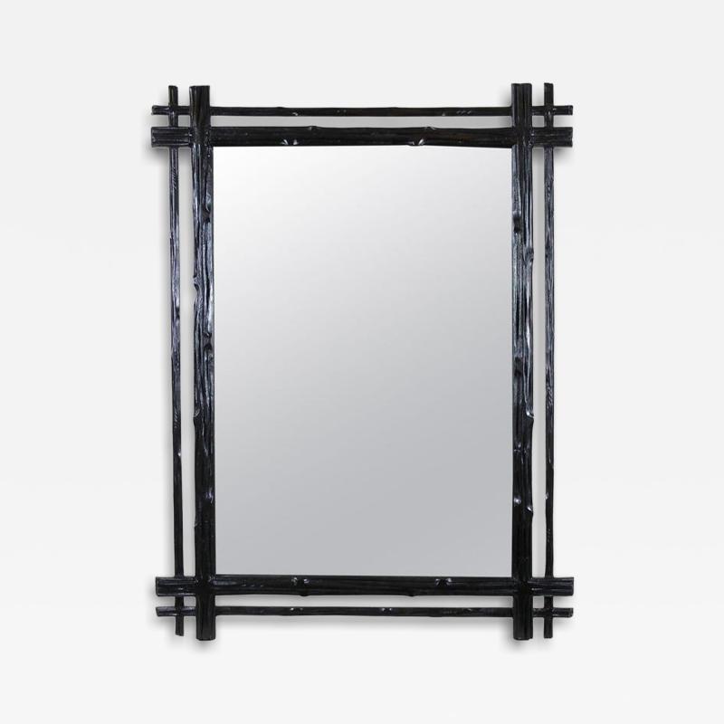 19th Century Rustic Black Forest Wall Mirror Double Framed AT circa 1880