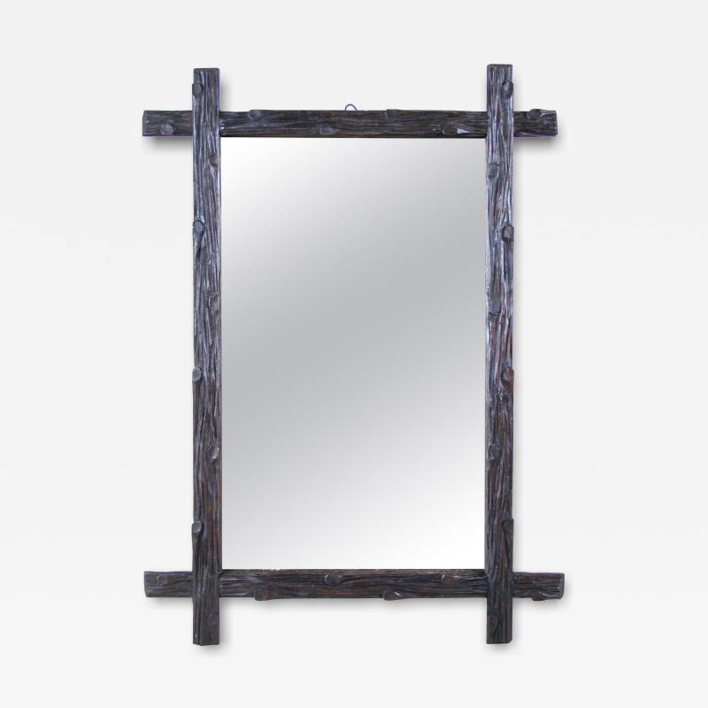 19th Century Rustic Black Forest Wall Mirror Hand Carved Austria circa 1880