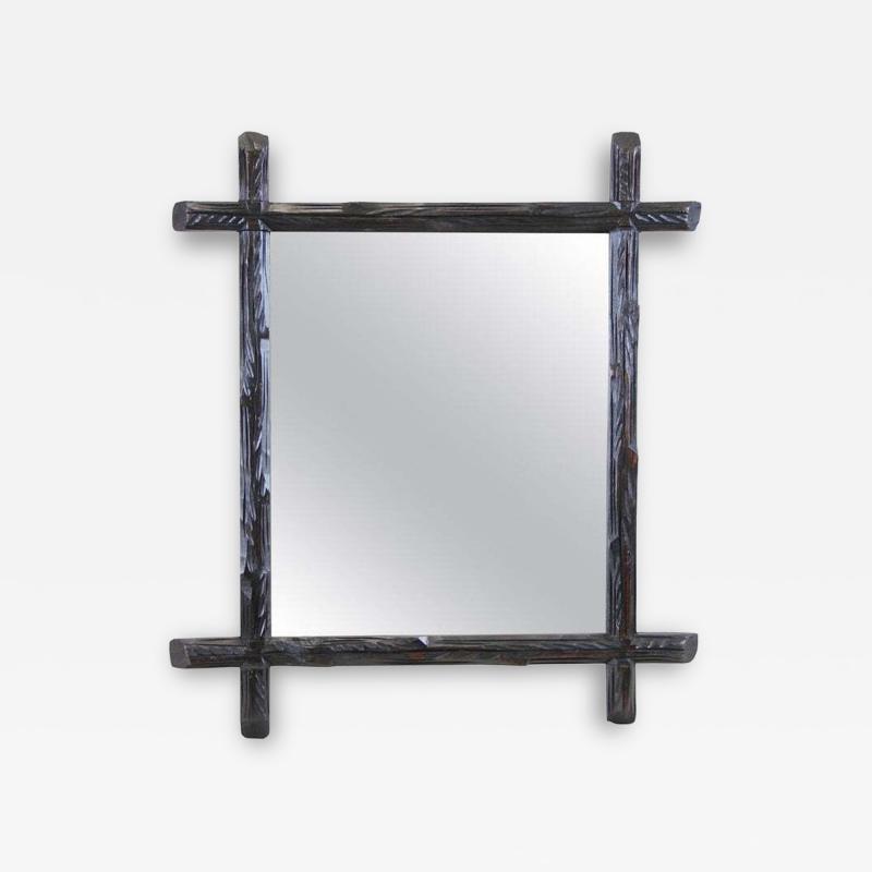 19th Century Rustic Black Forest Wall Mirror Hand Carved Austria circa 1880